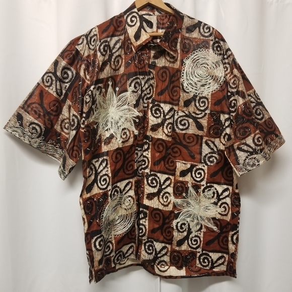 Vintage African Shirt and Shorts Homemade Kenti Print Double Wax Block - Picture 1 of 10